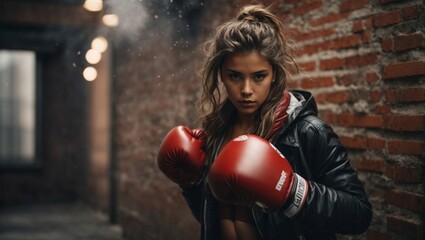 girl boxer, girl in boxing gloves