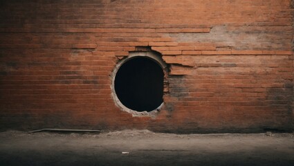 brick wall with dark hole background