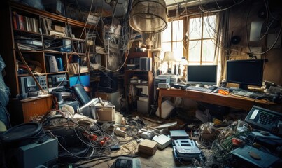 A Cluttered Space Filled With Gadgets and Wires