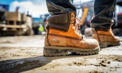 Close-Up Shot of Sturdy Work Boots in Action