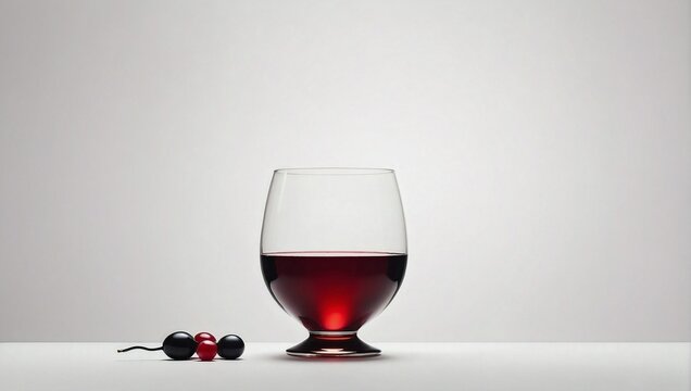 a glass with a red drink on a white background, juice, wine, citro
