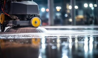 A Powerful Floor Cleaning Machine in Action - obrazy, fototapety, plakaty