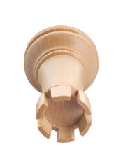 One wooden chess rook isolated on white