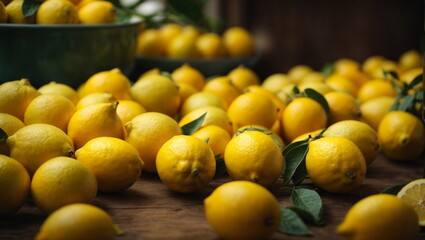 lemons on the table background
