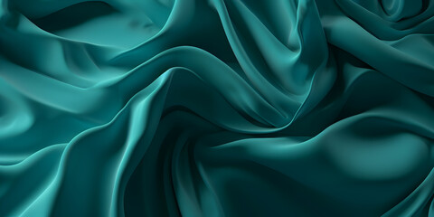 Turquoise silk with beautiful folds. Background with beautiful fabric. Edited AI illustration.	