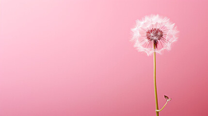 Dandelion flower on pink background