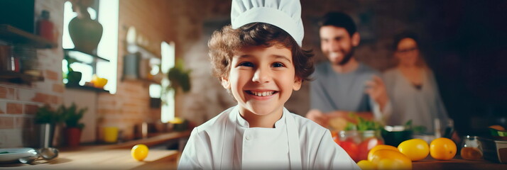 The little chef watches and learns how an adult prepares delicious dishes in the kitchen. Generative AI