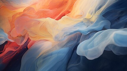 Gorgeous abstraction created by slowly blending and softly combining liquid paints - obrazy, fototapety, plakaty
