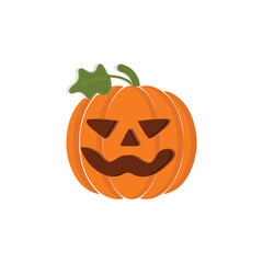 Pumpkins character cartoon, Halloween pumpkin icon vector. Flat design, halloween scary pumpkin with smile, happy face, various expression.
