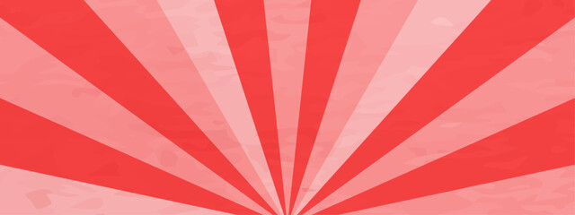 Fototapeta premium かわいい水彩風の集中線 赤 サンバースト 横 横長