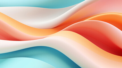 Abstract 3d wavy smooth background. Multicolor pastel colour palette. Aesthetic concept. Generative...