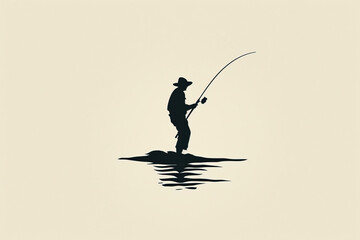 Elegant and unique fisherman logo. - obrazy, fototapety, plakaty