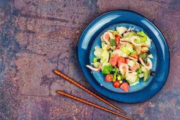 Delicious pomelo salad with shrimps.