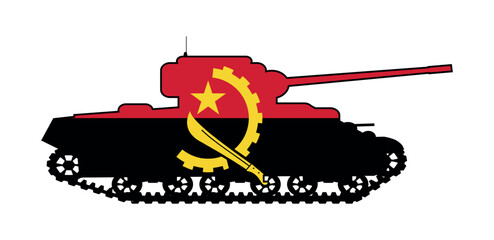 Angola Battle Tank Silhouette With Flag