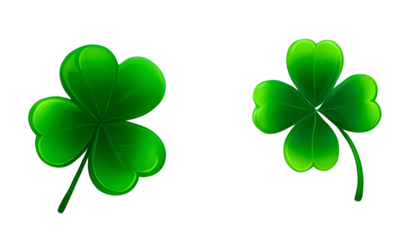 Green leaf of a plant clover isolated on white background, Green icon, flat green vector icon, Happy St Patricks day, Good luck leaf clover flat For apps and websites, PNG.