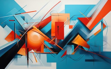 The energy of chaos by arranging irregular, overlapping shapes in bold, contrasting colors. - obrazy, fototapety, plakaty