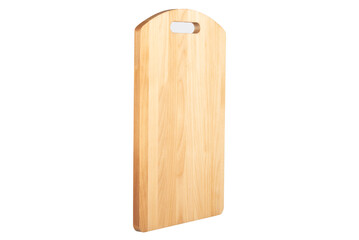 Wooden kitchen cutting board isolated on white background.