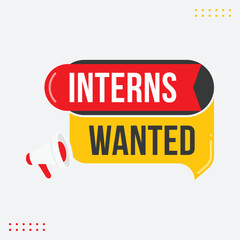 Interns wanted banner design vector
