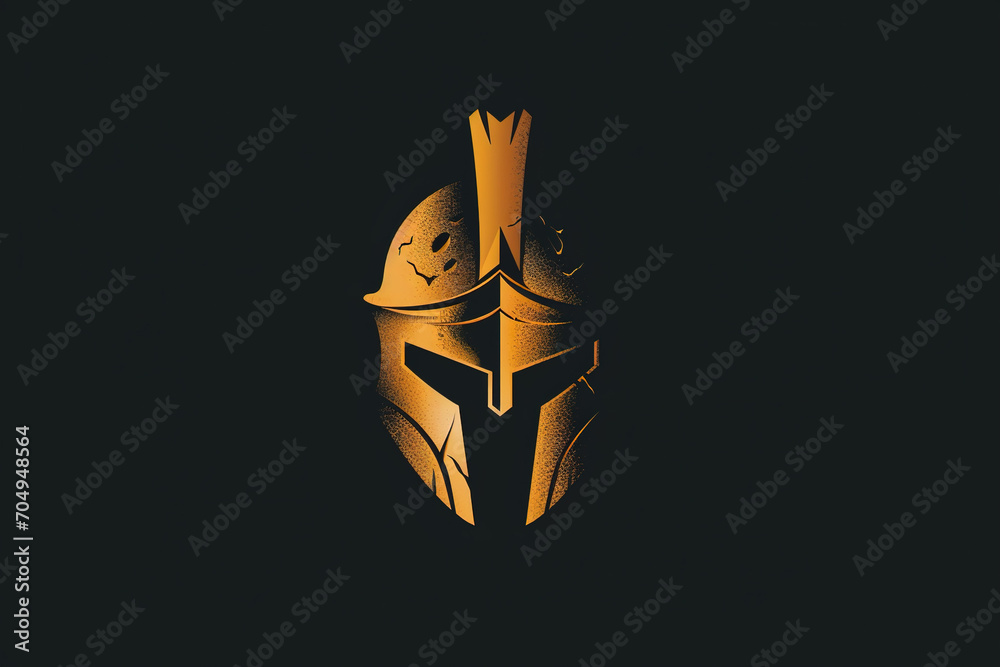 Poster Elegant and unique warrior helmet logo.