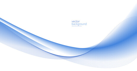 Flowing blue curve shape with soft gradient vector abstract background, relaxing and tranquil art, can illustrate health medical or sound of music.