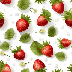 strawberries illustration in seamless pattern