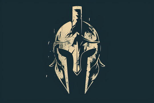 Elegant and unique warrior helmet logo.