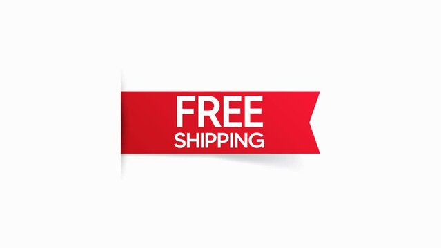 Free shipping label Animated Tag for Marketing used for motion Graphics on White Background,4K	
