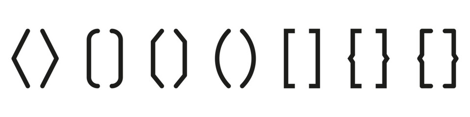 Set of bracket vector collection. Quote symbol. Brackets icon isolated. Elements for typography. Signs on transparent background. Vector illustration.