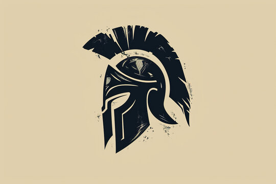 Elegant and unique warrior helmet logo.