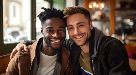 Portriat of An Interracial Gay Couple Celebrating Togetherness