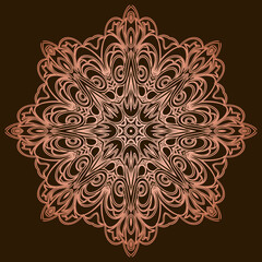 Circular flower mandala pattern for Henna, Mehndi, tattoo, decoration. Decorative ornament in ethnic oriental style.