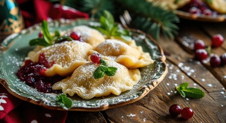 Polish Christmas Eve Pierogi: Delicious Tradition on a Vintage Plate