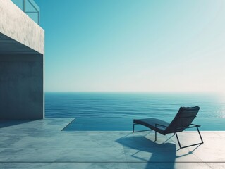 Minimalist Terrace Overlooking the Serene Ocean: A Luxury Retreat