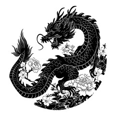 Angry roaring dragon, vector illustration.