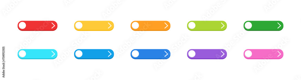 Wall mural colorful web button with arrow collection flat style vector design decoration