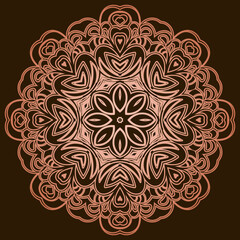 Circular flower mandala pattern for Henna, Mehndi, tattoo, decoration. Decorative ornament in ethnic oriental style.