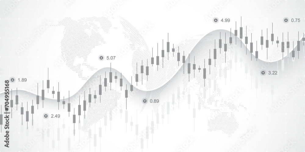 Aufkleber Financial data graph chart background. Business background with candlesticks chart for reports and investment. Financial market trade concept. Vector illustration