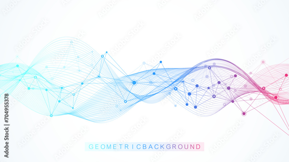Fototapete Global network connection banner design template. Header social network communication in the global business concept. Big data visualization. Internet technology