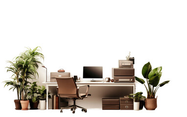 Setting Up the Office isolated on transparent Background