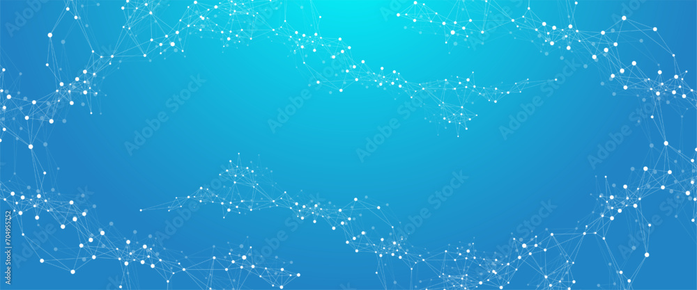 Poster Global network connection banner design template. Header social network communication in the global business concept. Big data visualization. Internet technology