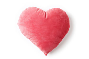 Pink Heartshaped Pillow On White Background