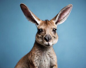 Kangaroo. Isolated on blue pastel background