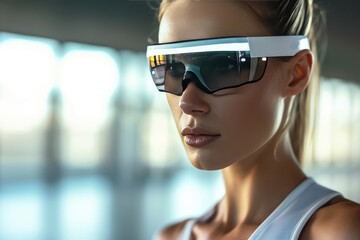 Woman Athletic Trainer In Smart Glasses