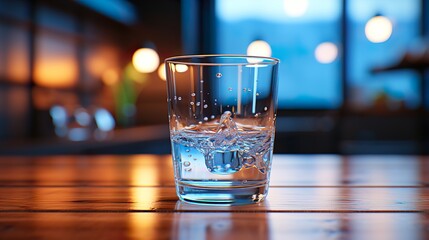 glass of water with ice - obrazy, fototapety, plakaty