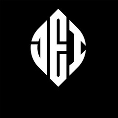 JEI circle letter logo design with circle and ellipse shape. JEI ellipse letters with typographic style. The three initials form a circle logo. JEI circle emblem abstract monogram letter mark vector.