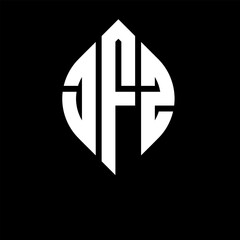 JFZ circle letter logo design with circle and ellipse shape. JFZ ellipse letters with typographic style. The three initials form a circle logo. JFZ circle emblem abstract monogram letter mark vector.