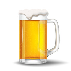 Glass with splashing beer, attractive beer mockup in 3d template