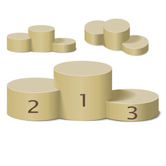 Winners podium set isolated on white. top down podium, isometric podium.