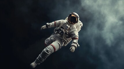 Fototapeta na wymiar Astronaut in spacesuit flying in outer space