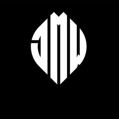 JMW circle letter logo design with circle and ellipse shape. JMW ellipse letters with typographic style. The three initials form a circle logo. JMW circle emblem abstract monogram letter mark vector.